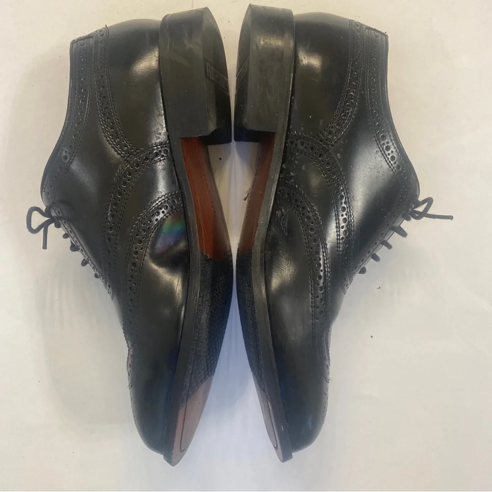 FLORSHEIM Black Wingtip Lace Up Dress Shoes Mens 9.5 D EUC lcsr $130